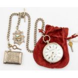 An early 20th Century silver pocket watch by H Samuel, Manchester, working order, having an engine