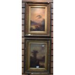 Four oils on board, landscapes, circa 1900, unsigned, in gilt frames (4)