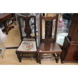 ***OBJECT LOCATION BISHTON HALL***  An early 18th Century joined oak side chair, circa 1715,
