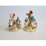 Two Staffordshire  figure groups with spill holders. Hunter and Companion and  Rural Boy Girl and