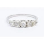 A 9ct white gold and diamond five-stone ring, total diamond weight approx 1ct, ring size S, gross