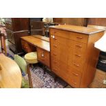 G Plan 1970's teak chest of six drawers, dressing table and a large mirror, all matching and good
