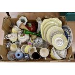 A large collection of five boxes containing mixed 20th Century ceramics, including Carlton Ware,