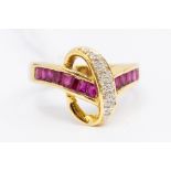 A 14k gold ruby and diamond ring, size M1/2, total gross weight approx 4.3gms Condition report: