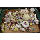 A collection of Royal Doulton and Royal Albert china flower baskets including Royal Crown Derby