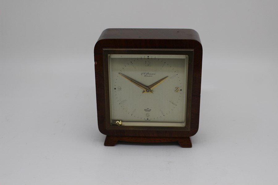 Two early 20th Century French mantel clocks, the first of barrel form on scroll base in ebonised - Image 2 of 3