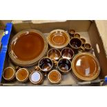 A Hornsea Heirloom brown glazed part tea set, comprising six cups, six saucers, six side plates, six