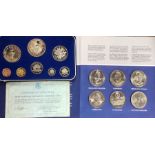 A collection of assorted coins includes Barbados 1973 Proof Set with silver $5 & $10 in Original