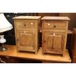 A pair of contemporary bedside cabinet, each fitted with a single drawer over a single door (2)