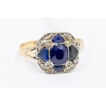 A 19th/20th century sapphire and diamond ring, set with natural sapphires and rose-cut diamonds,