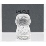A Lalique glass model of a champagne cork, signed with box
