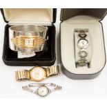 A collection of ladies and gents watches to include a gents vintage Oris gold plated watch with