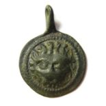 Norman Harness Pendant. Circa 12th century AD. Copper-alloy, 5.40 grams. 32.06 mm. A Norman period