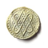 Medieval Pilgrims Badge. Circa 14th century AD. Lead, 8.12 grams. 28.89 mm. A lead alloy medieval