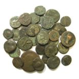 Ancient Roman Bronze Coin Lot.  Circa 1st-4th Century AD. A group of Roman bronze coins of various