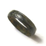 Medieval Ring. Circa 13th-14th century. Copper-alloy, 2.65 grams. 21.08 mm, internal; 17.44 mm. A