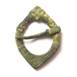 Medieval Brooch.  Circa 14th century AD. Copper-alloy, 3.31 grams. 27.31 mm. A medieval gilt