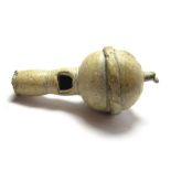 Medieval Pilgrims Whistle.  Circa 15th-16th century AD. Lead-alloy, 6.43 grams. 34.66 mm. A pewter