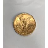 Mexico, Gold 50 pesos 1943 Mo, ( .900 Gold, 41g) Condition, wear to high points with small scratches