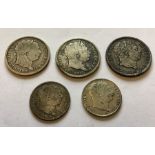 George III Silver coins, Includes Shillings 1816, 1817, 1820, Sixpence 1816 x 2.