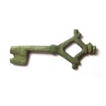 Medieval Key. Circa 13th-14th century AD. Copper-alloy, 5.28 grams. 45.29 mm. A well preserved