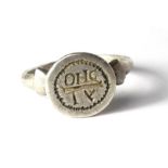 Roman Silver Ring 2nd -4th century AD, 25.23 mm, internal 20.32 mm. 8.82 grams. Inscribed with the