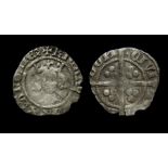 Richard II Penny, London. Type I. Obv. Crowned bust facing, +RICARD[VS] REX AnGLIE. Rev. Long