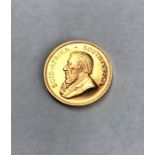 Krugerrand 1973, 22ct gold 1oz coin.