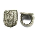 Post-Medieval Silver Hawking Vervel.  Circa, 16th century. Silver, 1.10 grams. 9.10 mm. Internal