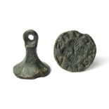 Medieval Seal Matrix Copper-alloy, 4.57 grams. 17.06 x 14.83 mm. Circa 14th century. A chess-piece