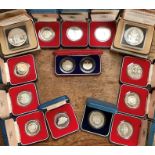 14 x Silver Proof coins with flat pack year sets to include UK 1980, 1982, Jersey 1980, Sierra Leone