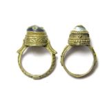 Islamic Rings.  Circa 18th-19th century. Silver, 8.24; 11.01 grams. 32.23 - 32.99 mm. Two highly