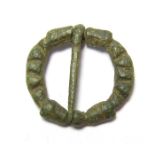 Medieval Zoomorphic Annular Brooch.  Circa 12th-13th century AD. Copper-alloy, 1.53 grams. 15.67 mm.
