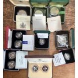 Royal Mint Silver proof Coins in Original Cases with certificates. Includes Two 1989 silver proof ‘