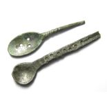 Post Medieval Spoons. Circa, 17th century AD. Copper-alloy, 47.83 mm, 56.91 mm. Two small tinned