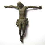 Medieval Bronze Corpus Christi Figurine.  Circa 15th century AD. Copper-alloy, 32.07 grams. 66.24