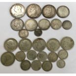 Collection of Silver Coins, mainly British, includes Crowns 1889 & 1895, Double Florin 1890,