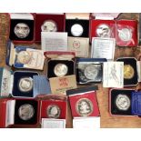 Silver proof coins in original cases with certificates, includes Franklin Mint Bahamas silver $10,