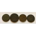 18th century tokens, includes Middlesex Prince of Wales London or Bristol halfpenny (high grade),