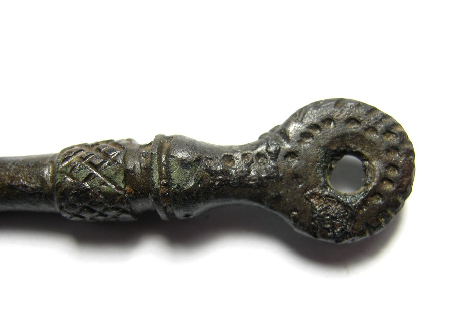 Roman Nail Cleaner. Circa 1st - 4th century AD. Copper-alloy, 4.55 grams. 51.03. A very ornate Roman - Image 2 of 2