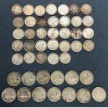 Australian Silver Coins, includes Sixpence 3 x 1950, 4 x 1951, 1955, 2 x 1958, 1959, 1961, 1962,