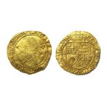 James I Quarter Laurel.  Second coinage, 1619-25 AD. Gold, 2.27 grams. 20mm. Obverse: Laureate