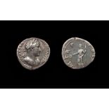 Hadrian Denarius.  AD, 117-138. Silver, 2.74 grams. 17.89 mm. Obverse: Laureate and draped bust