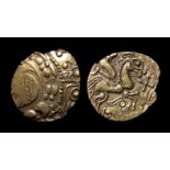 Aulerci Eburovices Hemi-Stater GAUL, Northwest. Circa Late 3rd-early 2nd. Electrum, 2.93 grams. 20