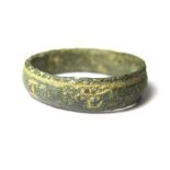 Medieval Ring. Circa 13th century AD. Copper-alloy, 3.27 grams. 21.19 mm. internal, 17.64 mm. A