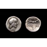 L. Calpurnius Piso L.F. L.n. Frugi. Denarius.  90 BC.Silver, 3.92 grams,15.69 mm. Obverse: