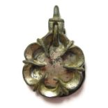 Medieval Horse Harness Pendant. Circa 14th century AD. Copper-alloy, 18.10 grams. 41.43 mm. A