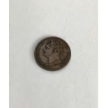George IV 1825 farthing. Condition, wear to high points with small scratches to surface.