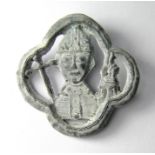 Pilgrims Badge Pewter, 22.90 grams. 46.32 mm. An antique copy of a medieval pilgrims badge from