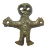 Viking Crucifix Mount. Circa 10th century AD. Copper-alloy, 6.74 grams. 33.89 mm. A Viking figural